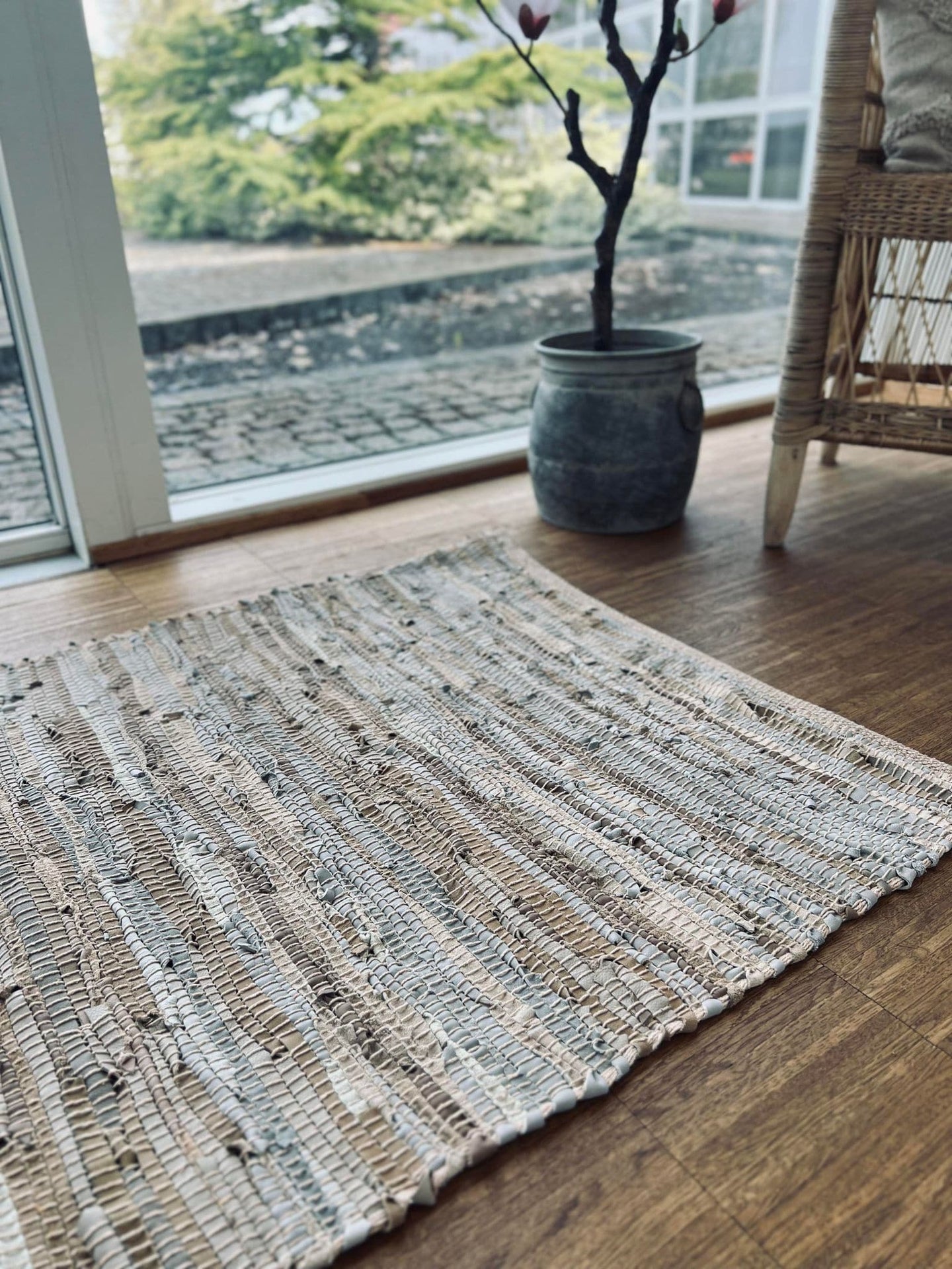 Gulvtæppe i læder - 70x200cm Beige - VIAMAJA.DK