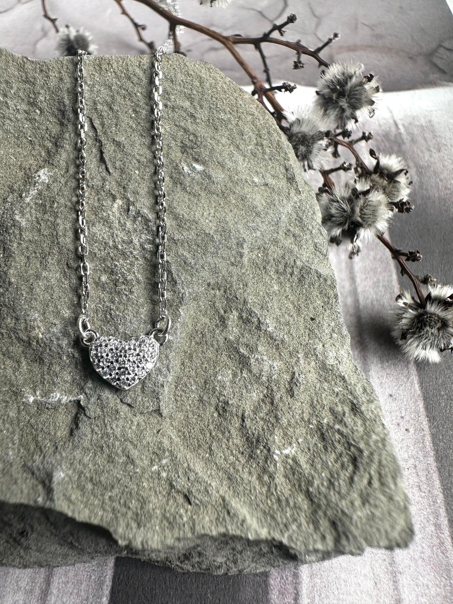 Halskæde Irina Sterling Silver - Hjerte m. Zirkoner - VIAMAJA.DK