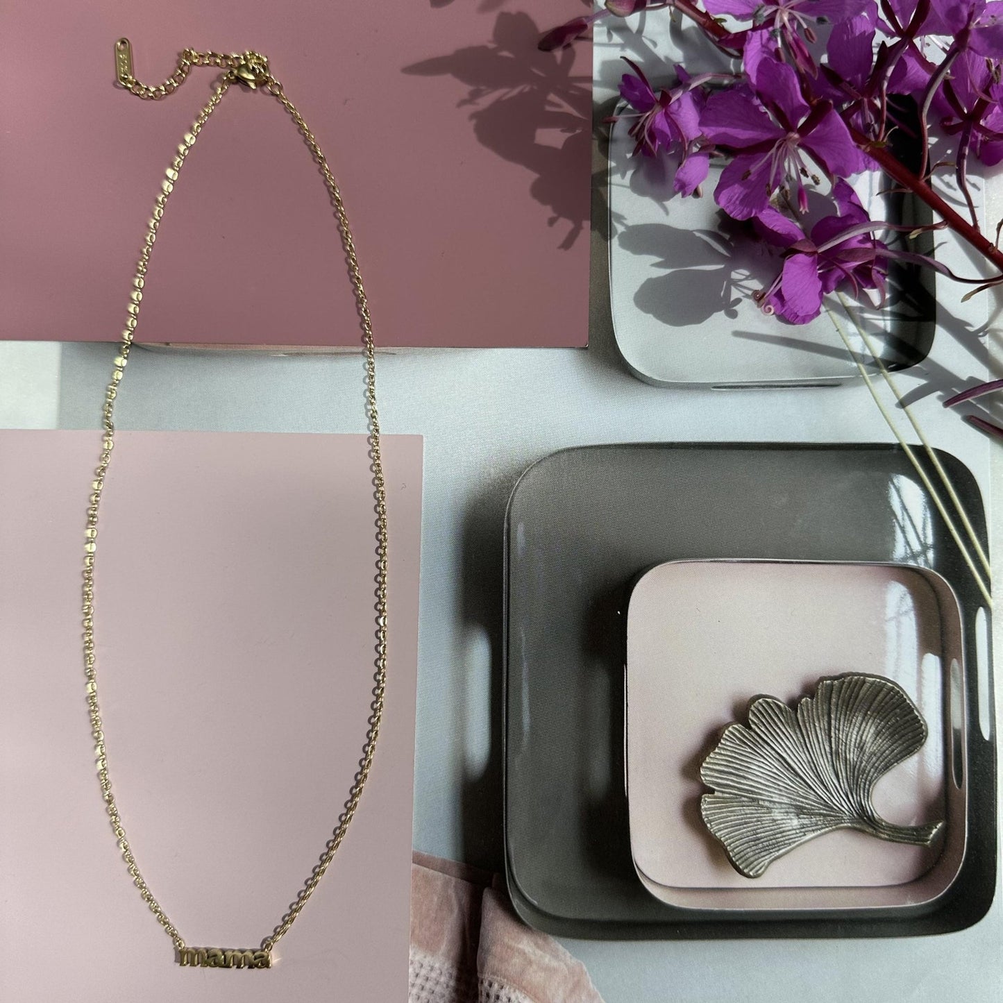 Halskæde Mama forgyldt – Vandfast - VIAMAJA.DK