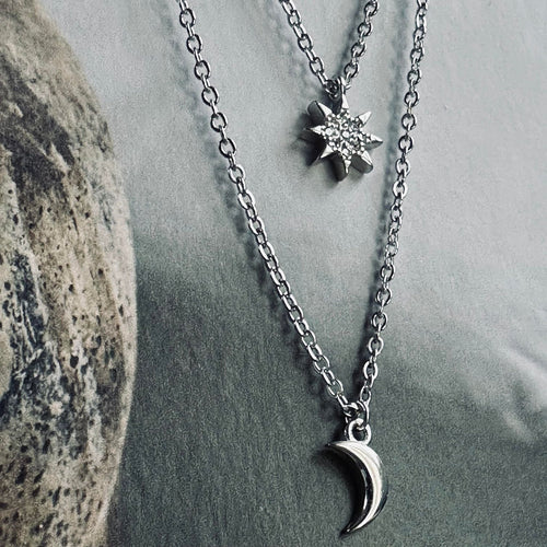 Halskæde Moonlight Dobbelt kæde i Sterling sølv - VIAMAJA.DK