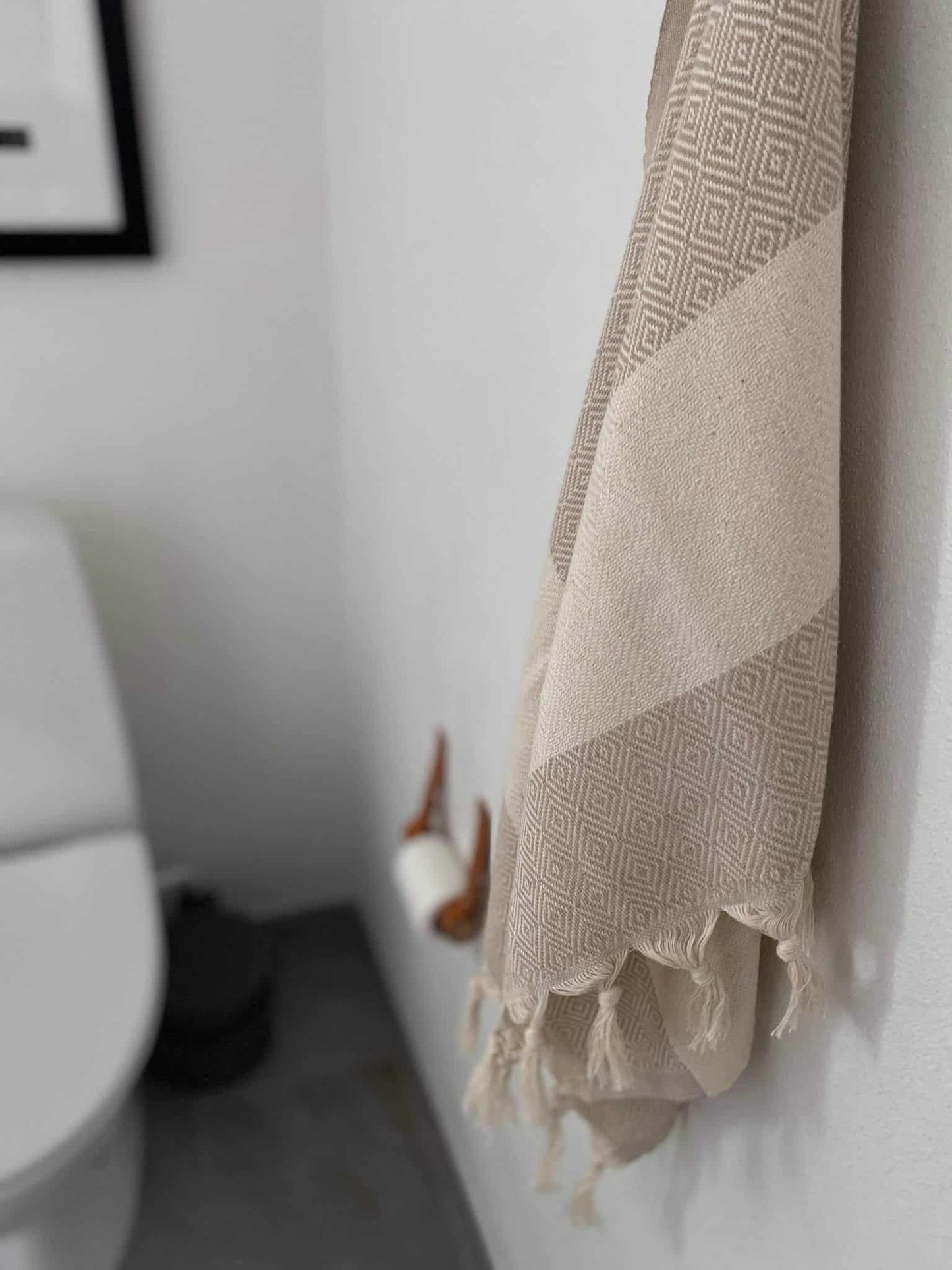 Hamam badehåndklæde – Diamond beige – 90x180 - VIAMAJA.DK