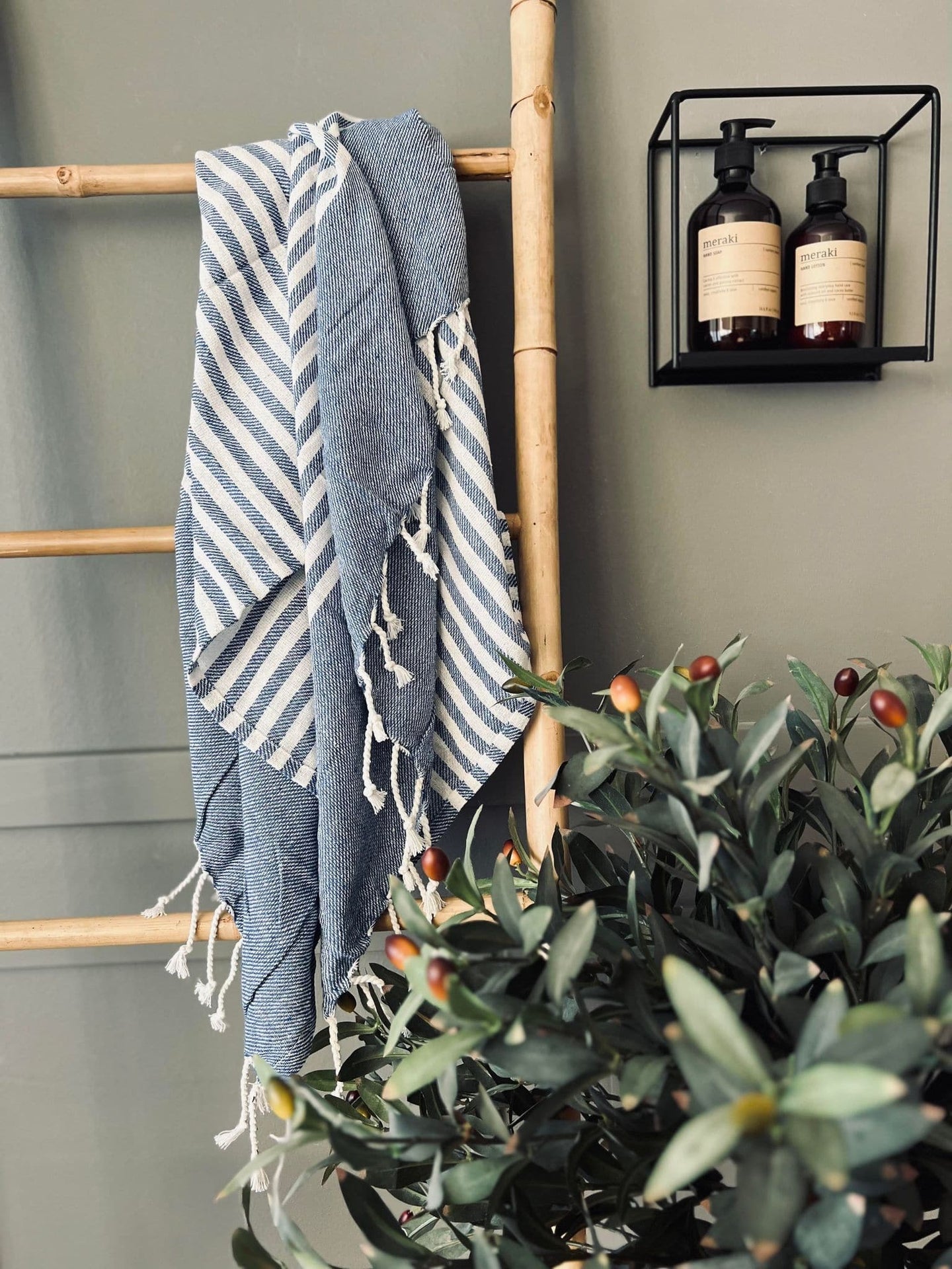 Hammam håndklæde - Blå Økotex - VIAMAJA.DK