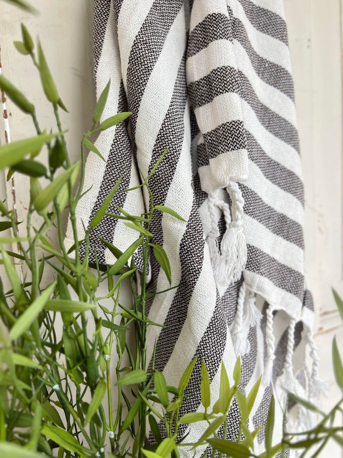 Hammam håndklæde - Brun strib Økotex - VIAMAJA.DK