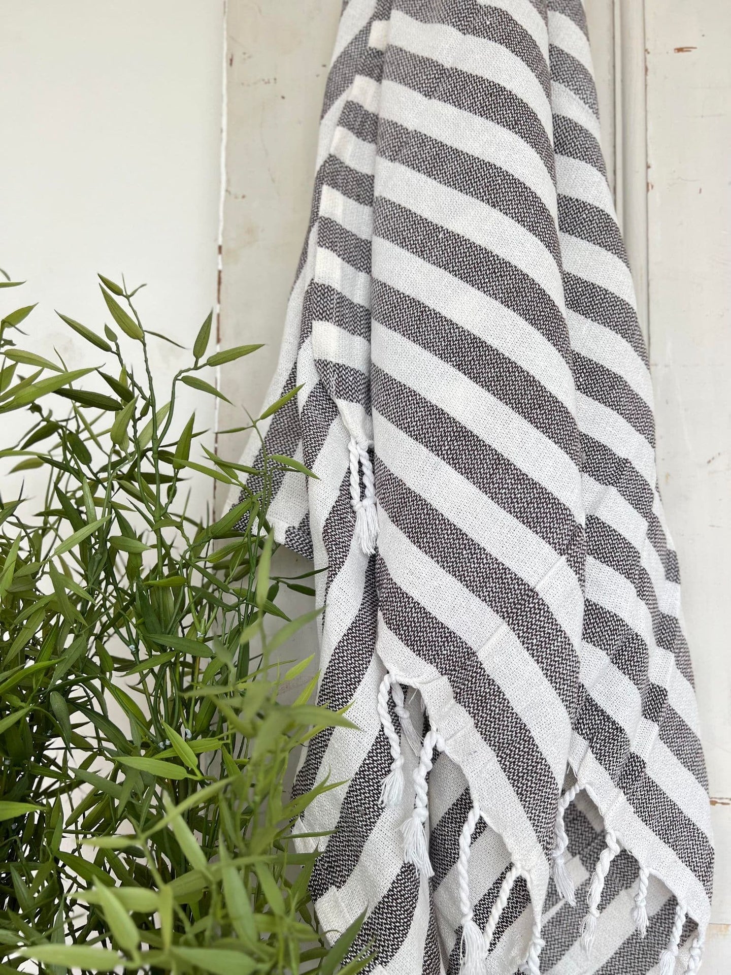 Hammam håndklæde - Brun strib Økotex - VIAMAJA.DK