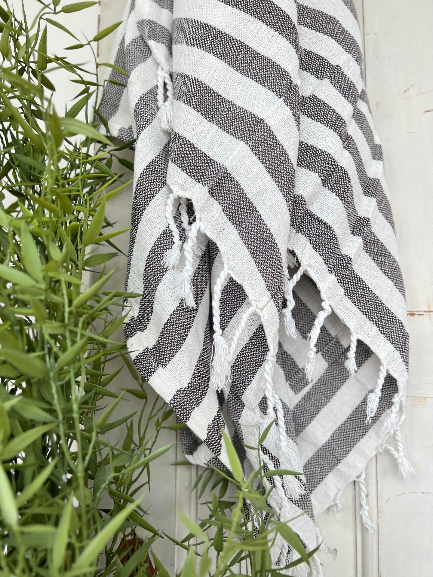 Hammam håndklæde - Brun strib Økotex - VIAMAJA.DK