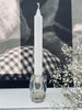Hög diamantljusstake i champagnefärgat glas
