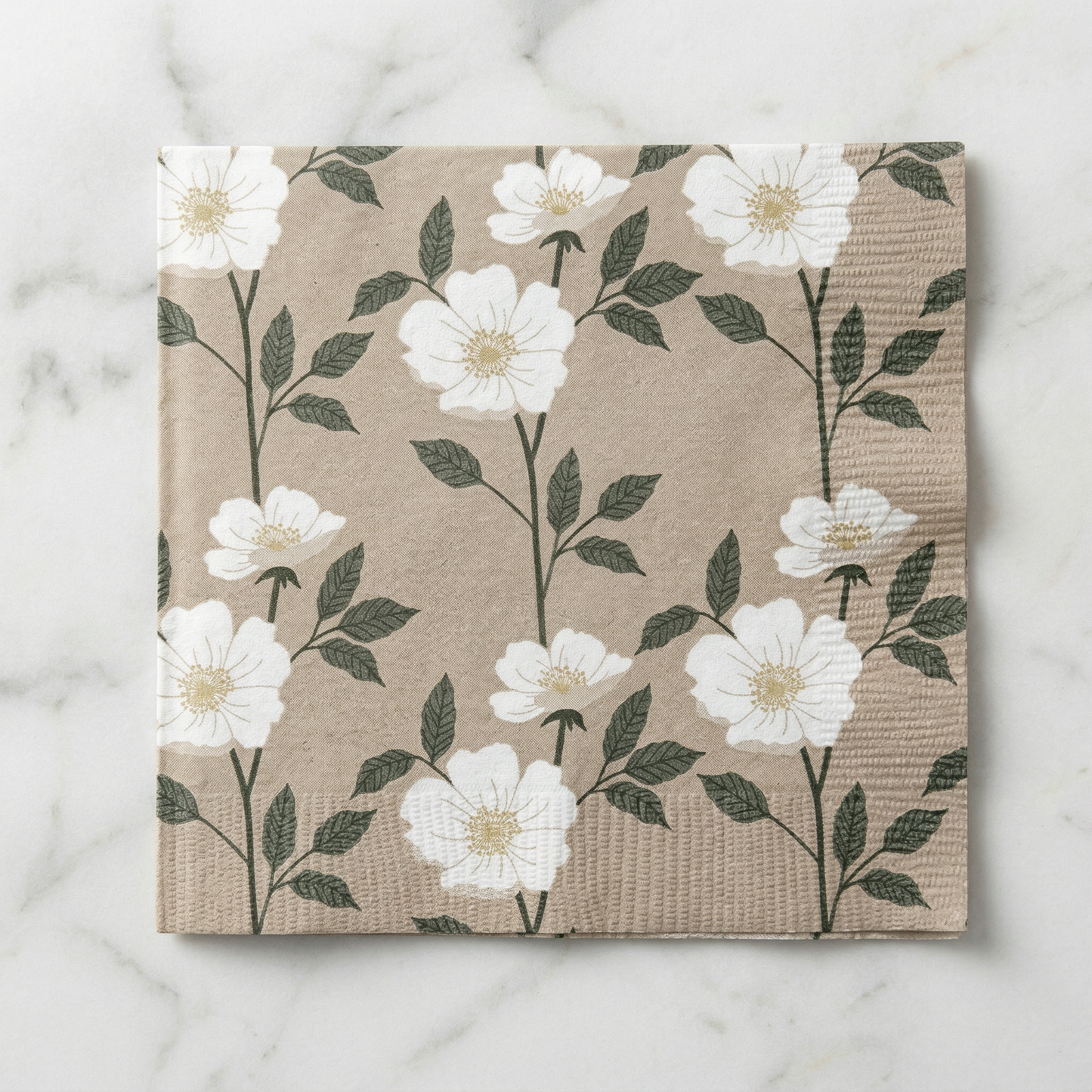 Servetter beige flower - 20 st