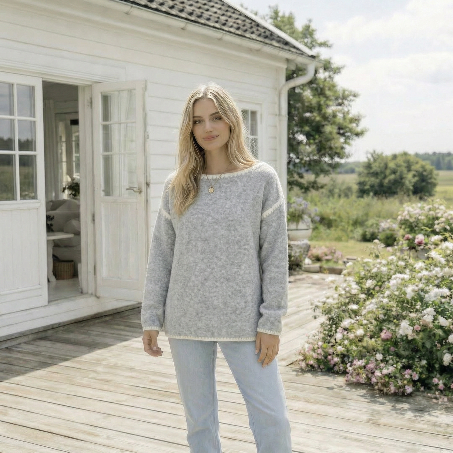 Stickad Linette grey