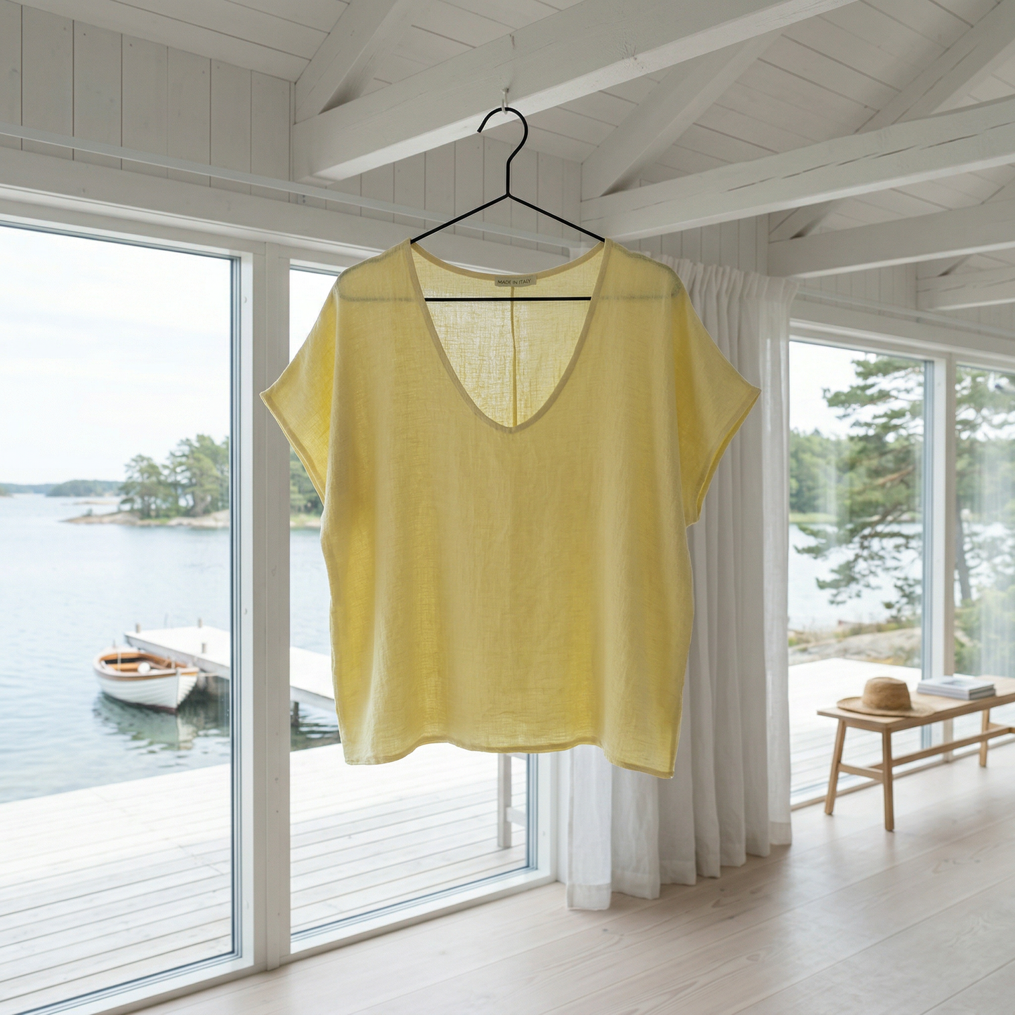 T-shirt Cozy linmix - Gul