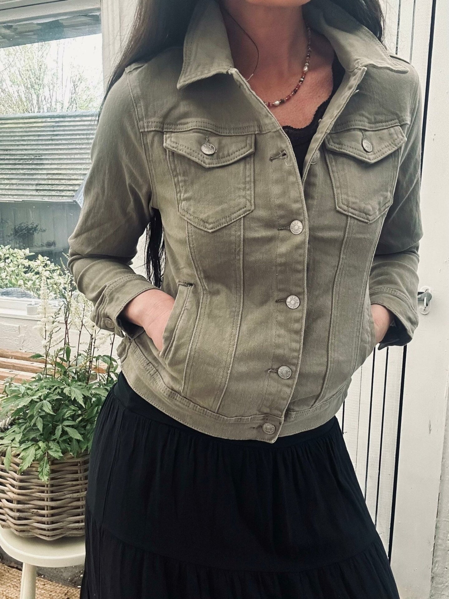 Jakke denim - Kaki - VIAMAJA.DK