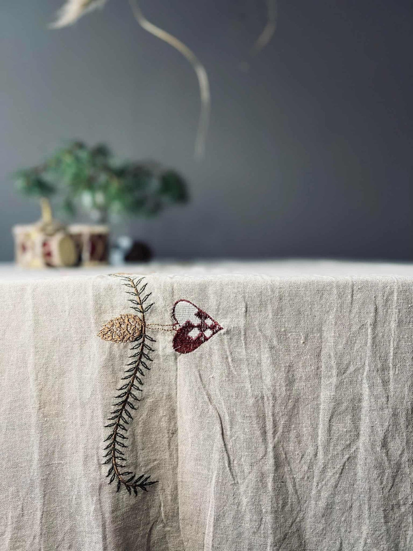 Juledug i hør mix - 140x240cm - VIAMAJA.DK