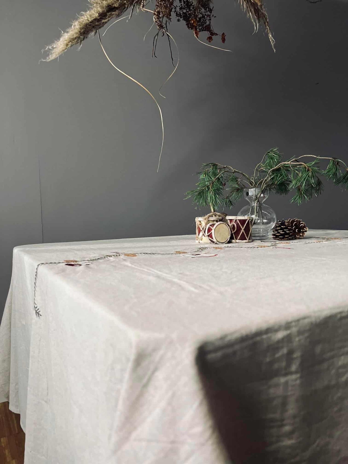 Juledug i hør mix - 140x240cm - VIAMAJA.DK