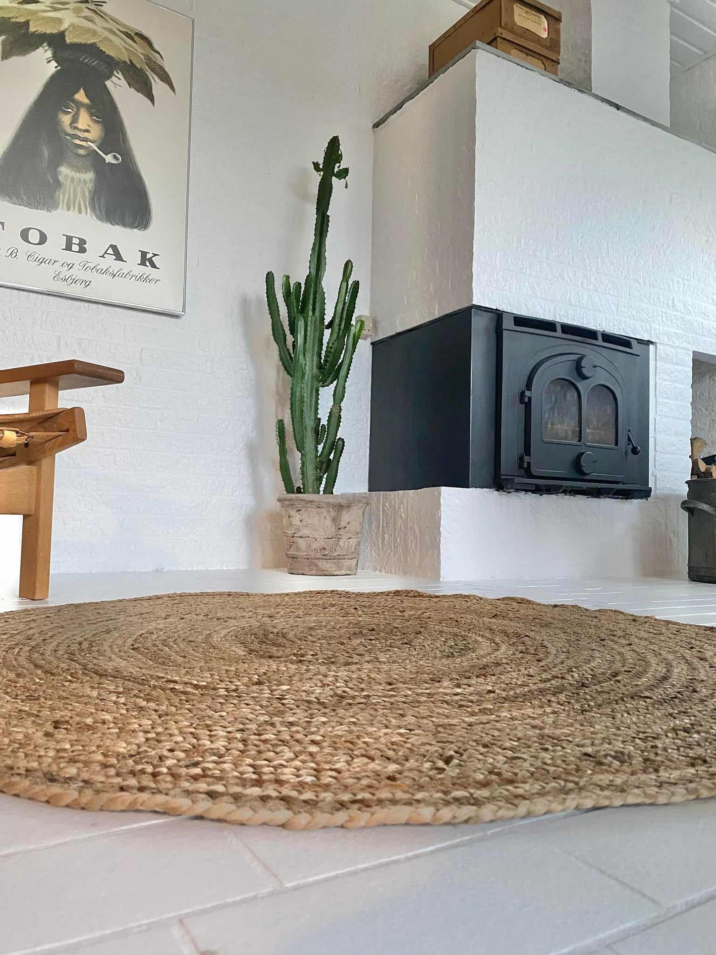 Jute gulvtæppe Ø150 cm - VIAMAJA.DK