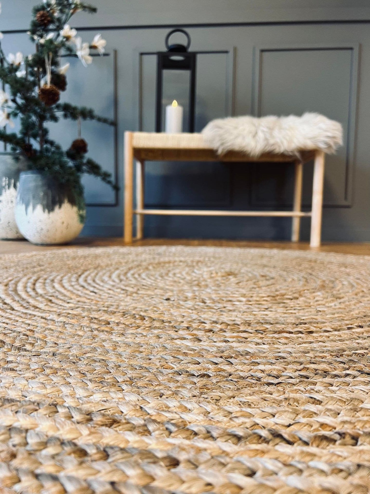 Jute gulvtæppe - Ø180cm - VIAMAJA.DK