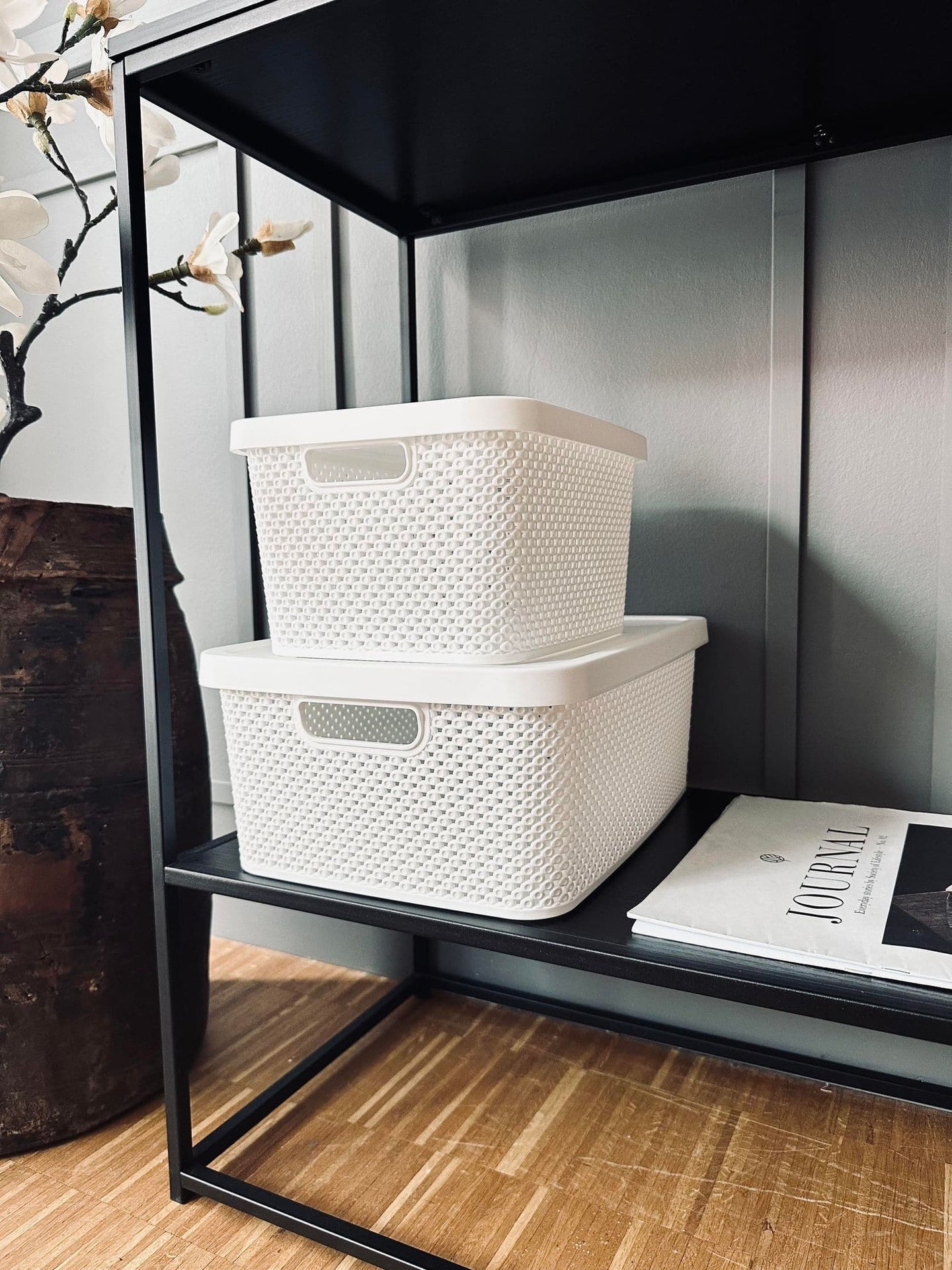 Kasse med låg - Medium VILA WHITE - VIAMAJA.DK