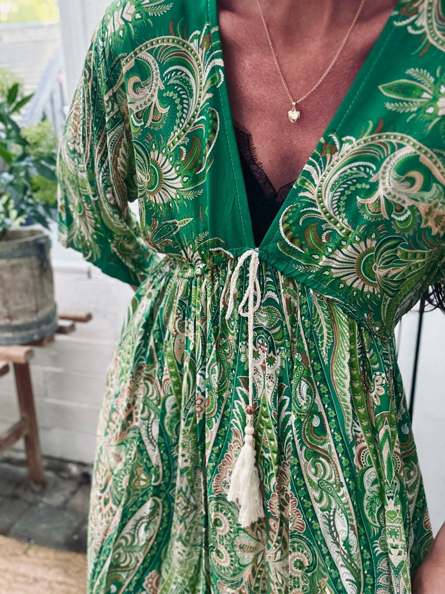 Kjole Boheme Green - VIAMAJA.DK