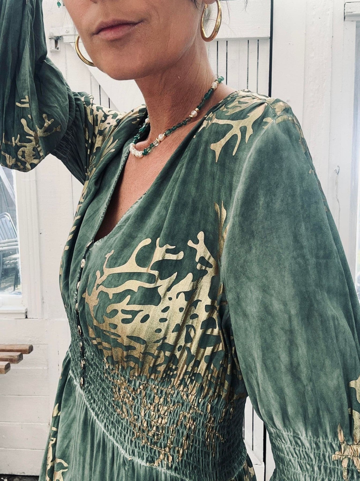 Kjole – Green / gold - VIAMAJA.DK