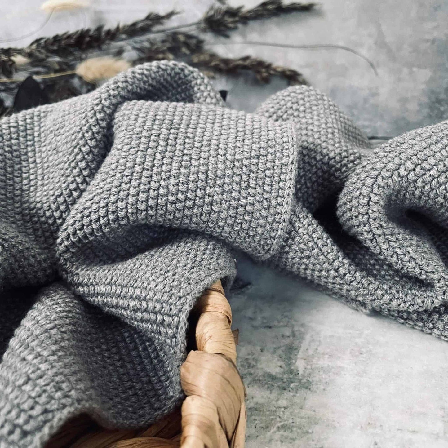 Køkkenhåndklæde strik 60×40 cm – Grå - VIAMAJA.DK