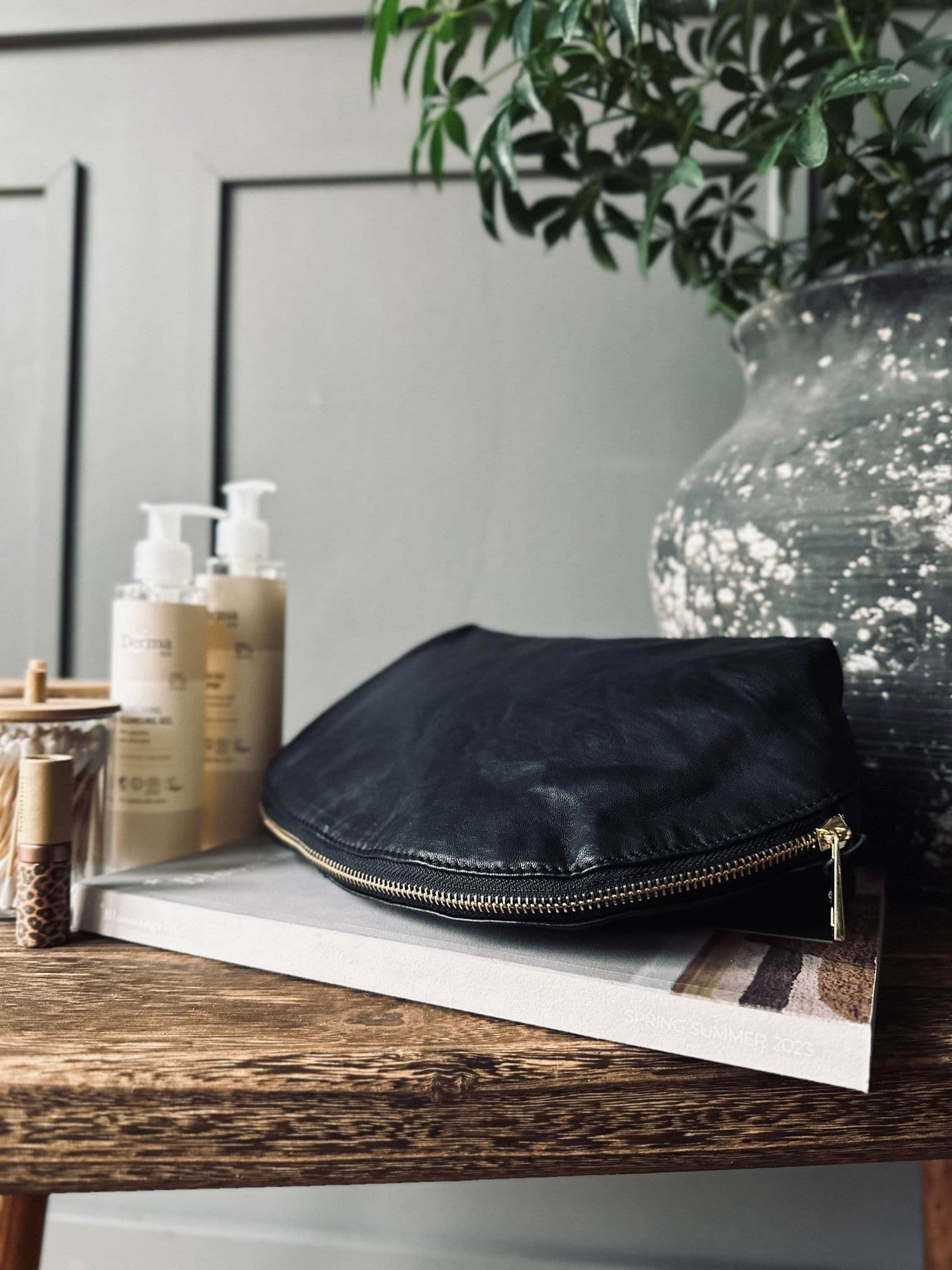 Kosmetiktaske i blødt læder - Mellem - VIAMAJA.DK