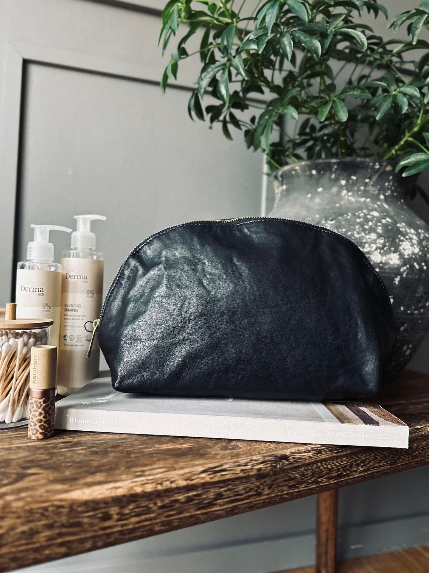 Kosmetiktaske i blødt læder - Mellem - VIAMAJA.DK