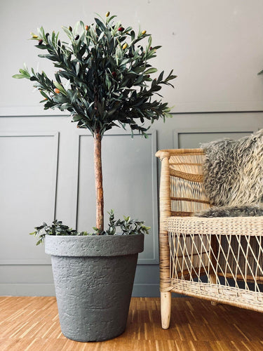 Krukke i plast - Lys grå med bred kant - VIAMAJA.DK