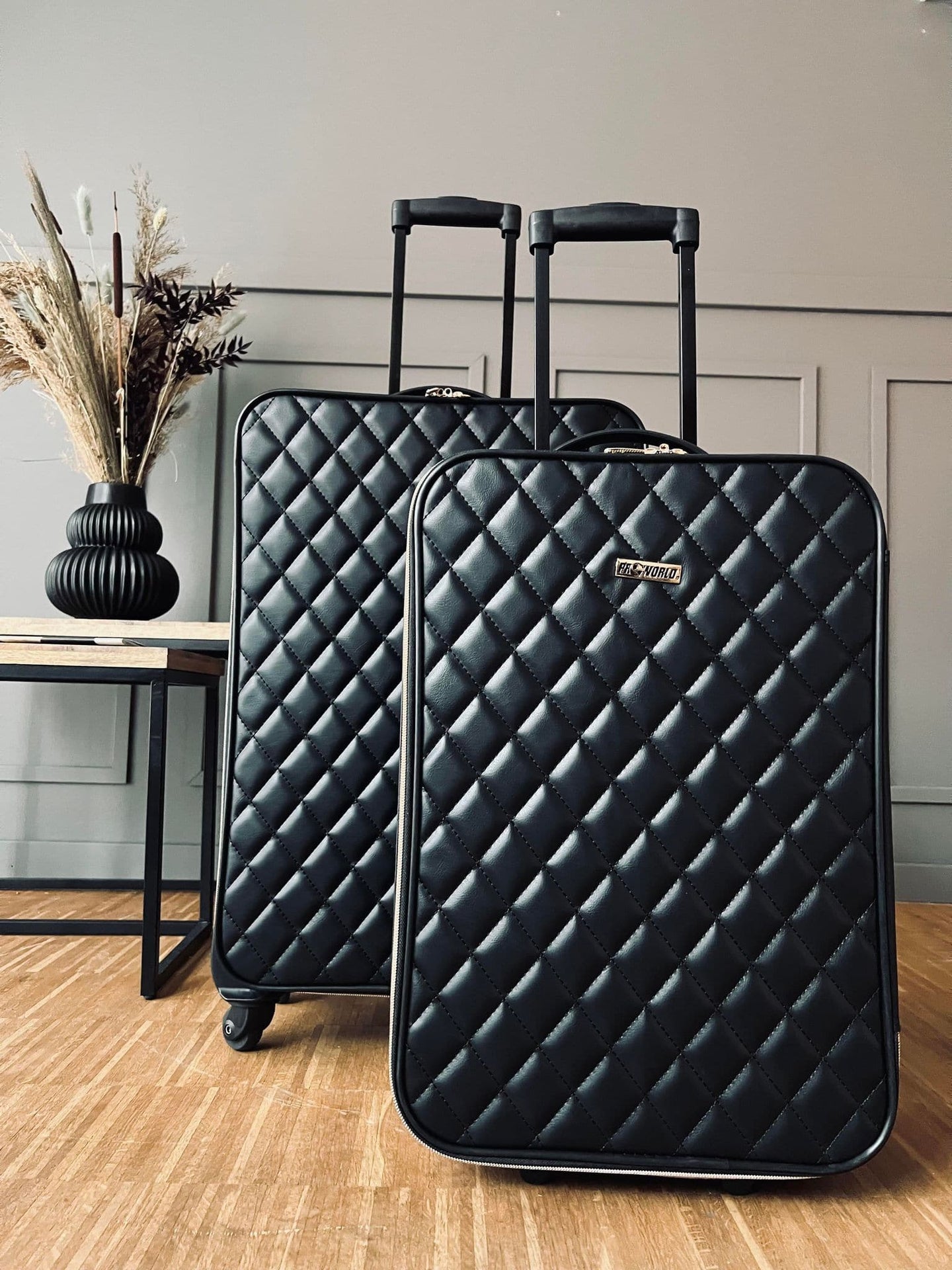 Kuffert sæt af 2 stk - Black Quilted - VIAMAJA.DK