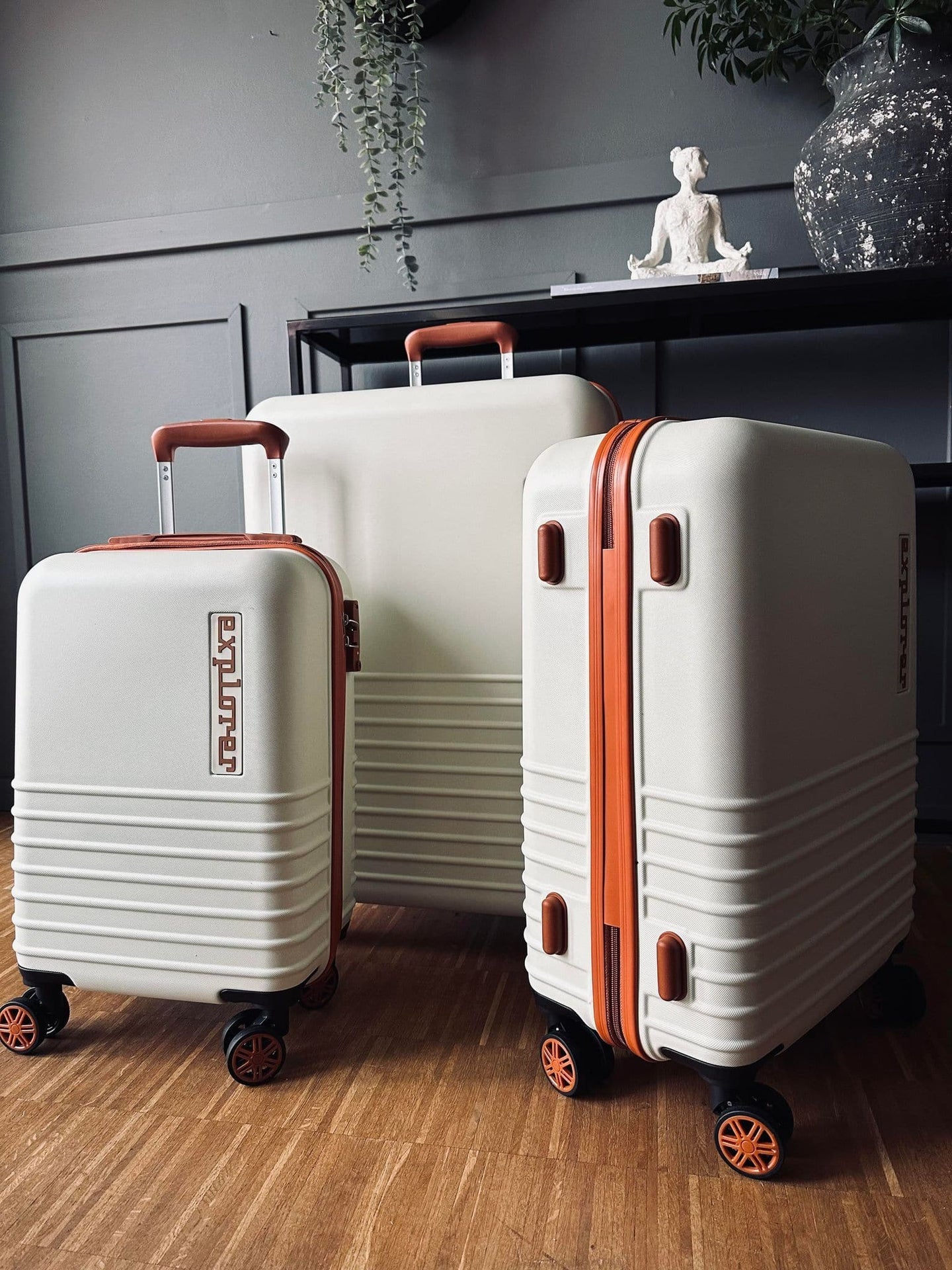 Kuffert sæt af 3 stk - Creme Let vægt - VIAMAJA.DK