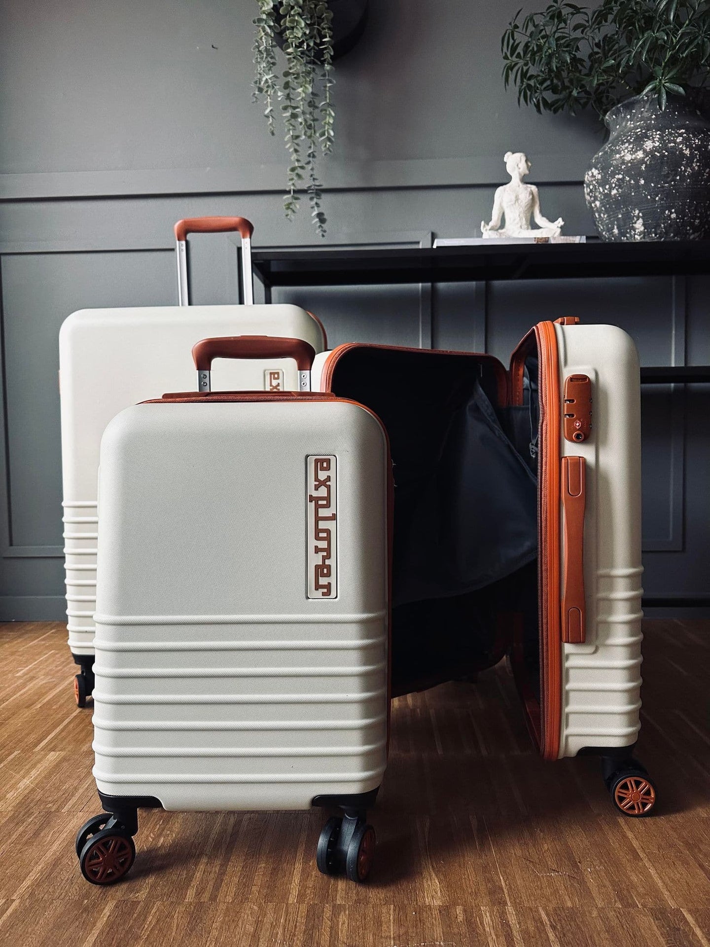 Kuffert sæt af 3 stk - Creme Let vægt - VIAMAJA.DK