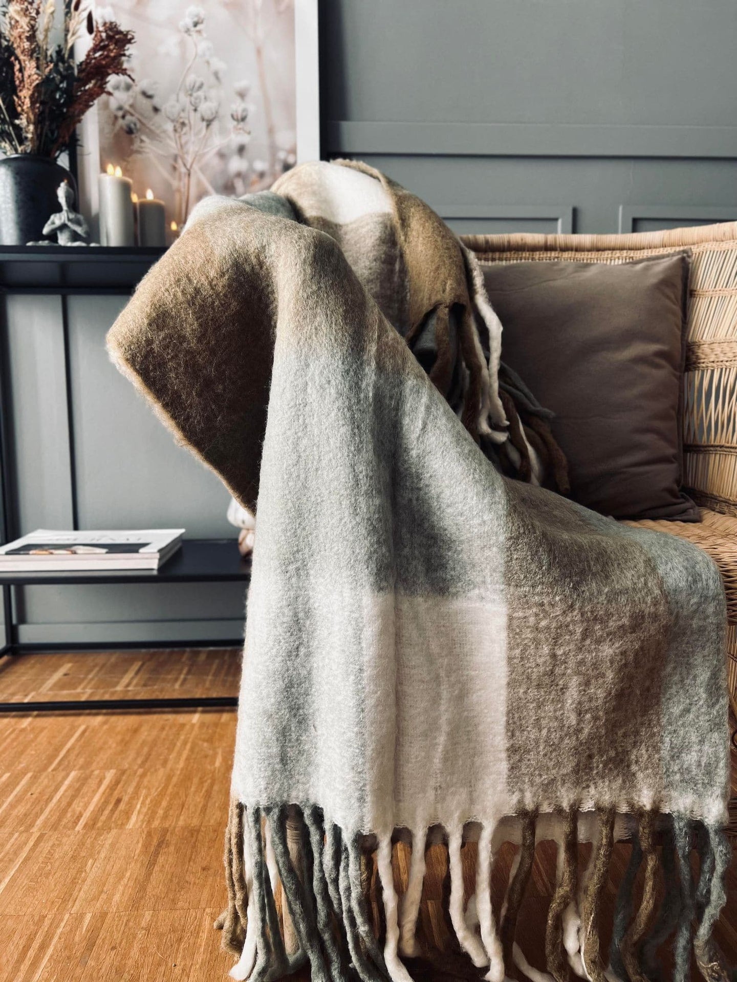 Lækker varm plaid - Brun / Natur - VIAMAJA.DK