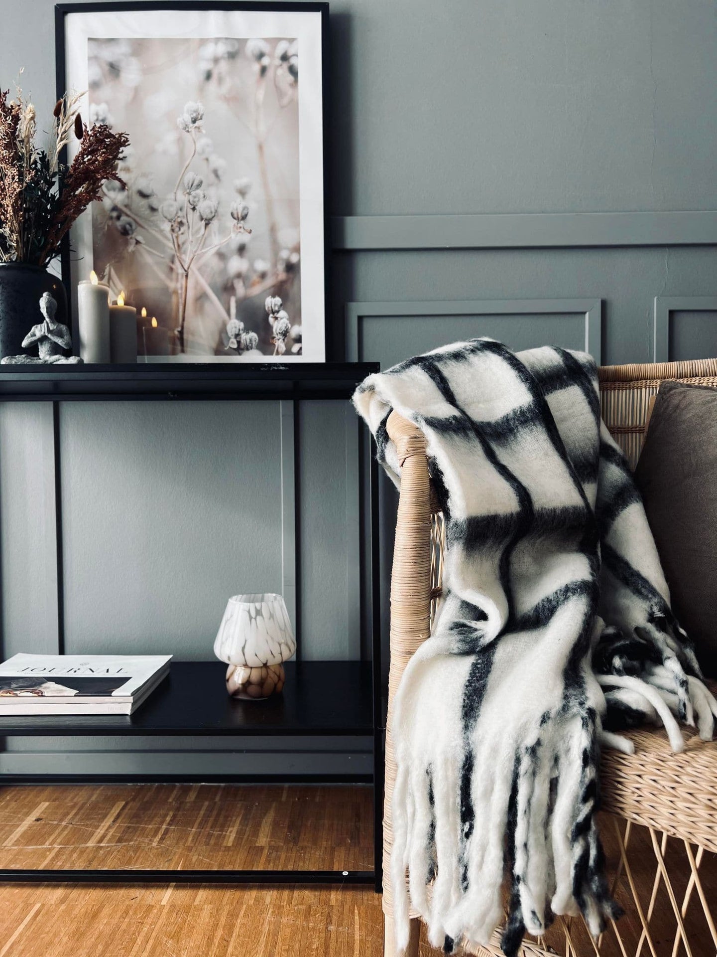 Lækker varm plaid - Grå tern - VIAMAJA.DK