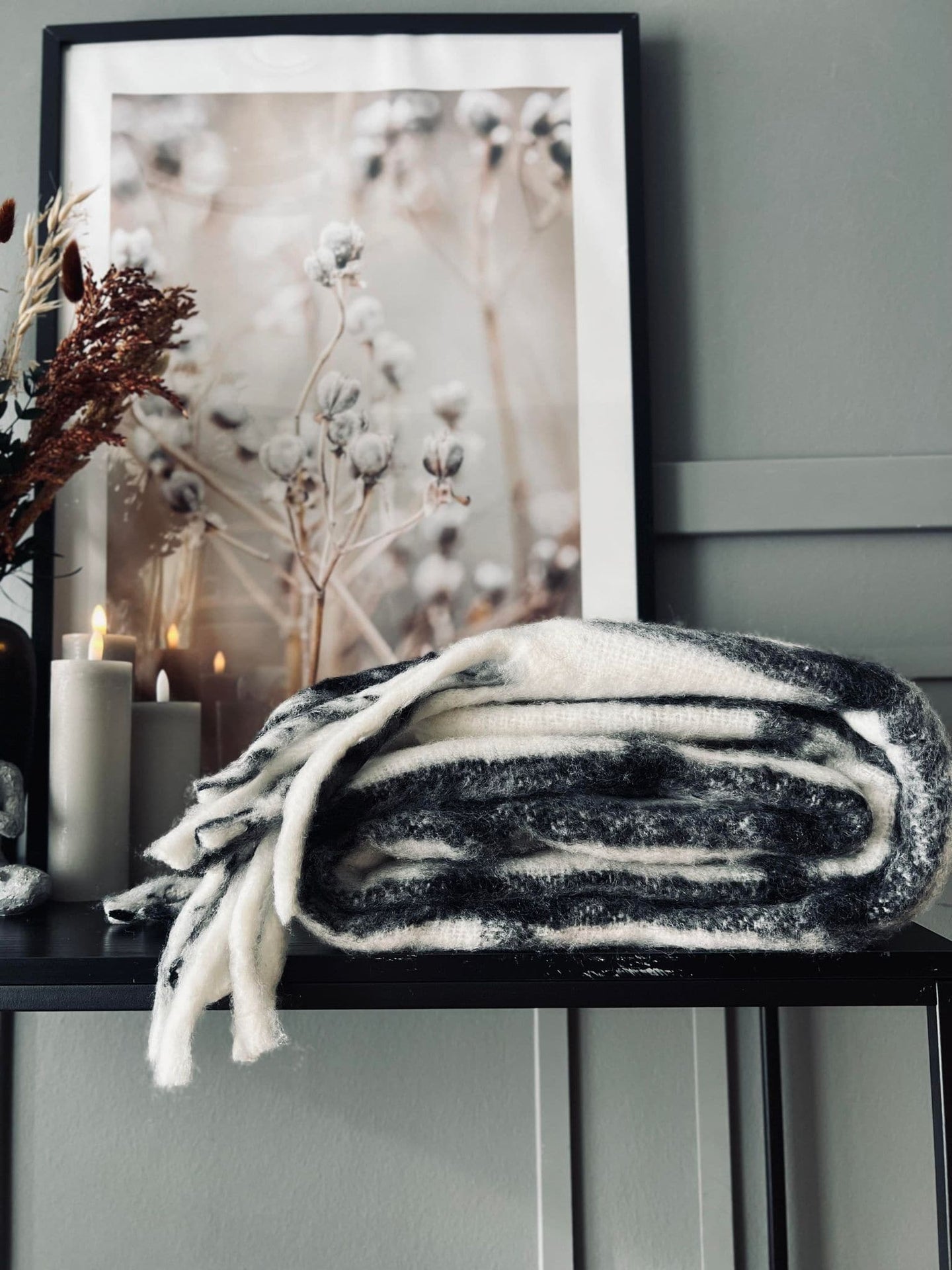 Lækker varm plaid - Grå tern - VIAMAJA.DK