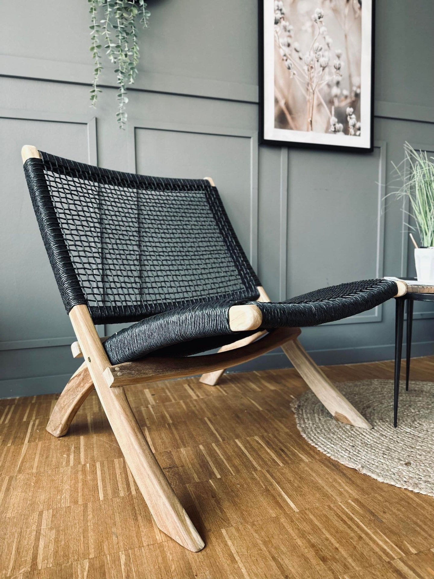 Lænestol Teak Black - Godkendt til inde og ude - VIAMAJA.DK