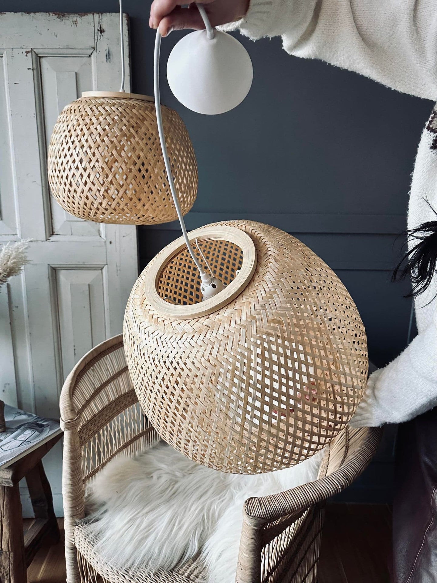Lampe bambus – Dia 33cm - VIAMAJA.DK