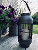 Lykta med solceller Rattan Hög - Grå