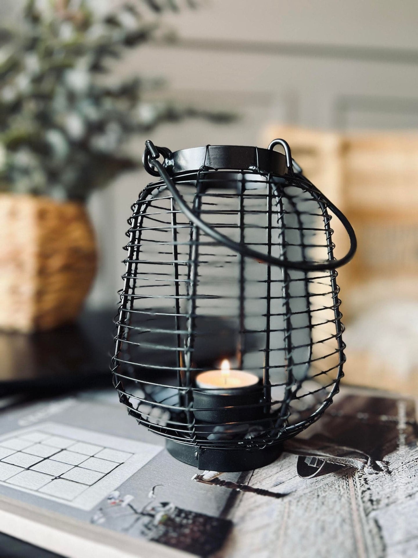 Lanterne til fyrfadslys - Sort metal - VIAMAJA.DK