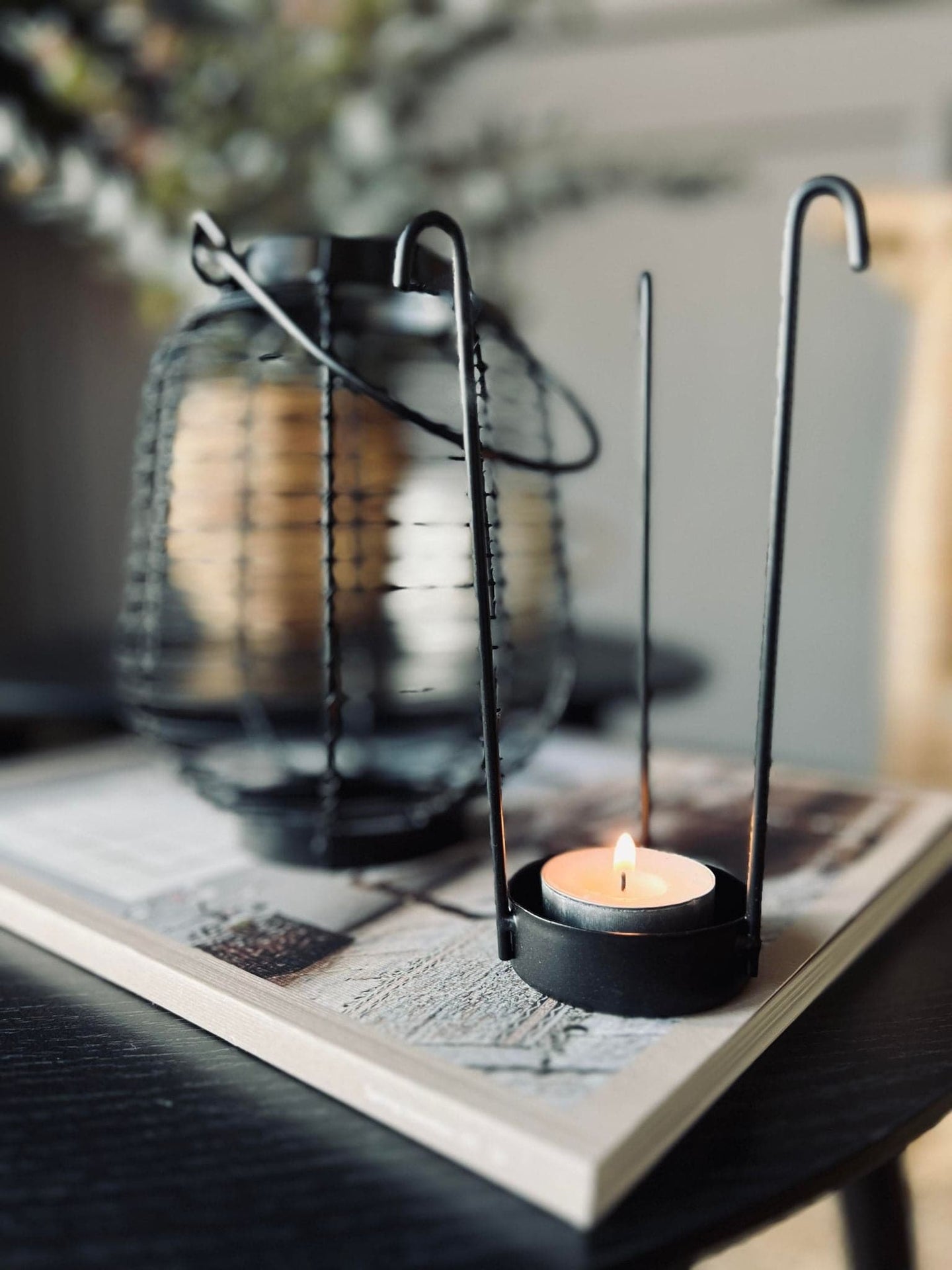 Lanterne til fyrfadslys - Sort metal - VIAMAJA.DK