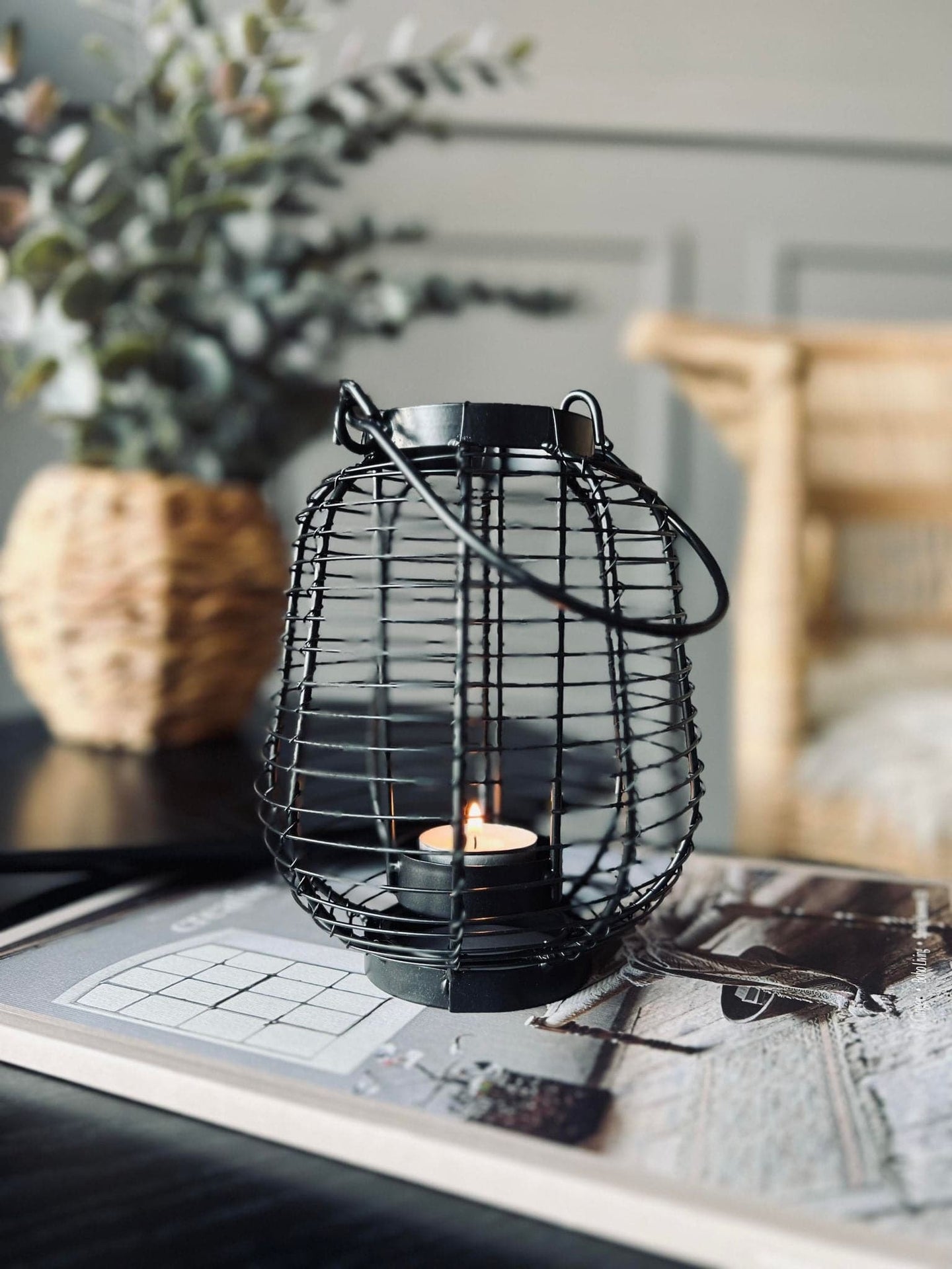 Lanterne til fyrfadslys - Sort metal - VIAMAJA.DK