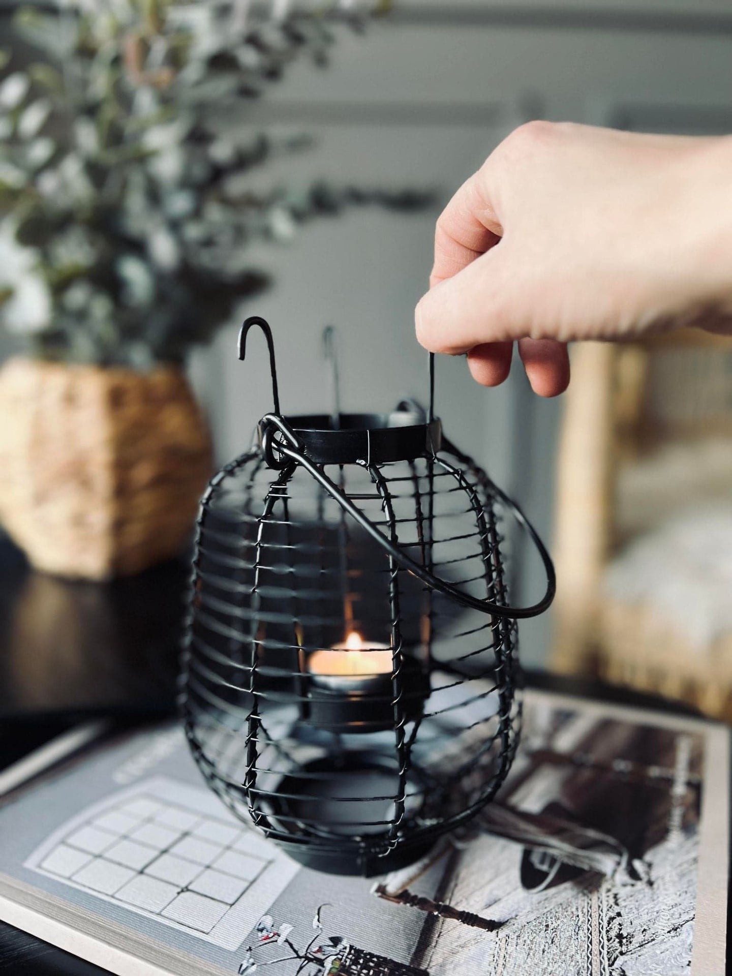 Lanterne til fyrfadslys - Sort metal - VIAMAJA.DK