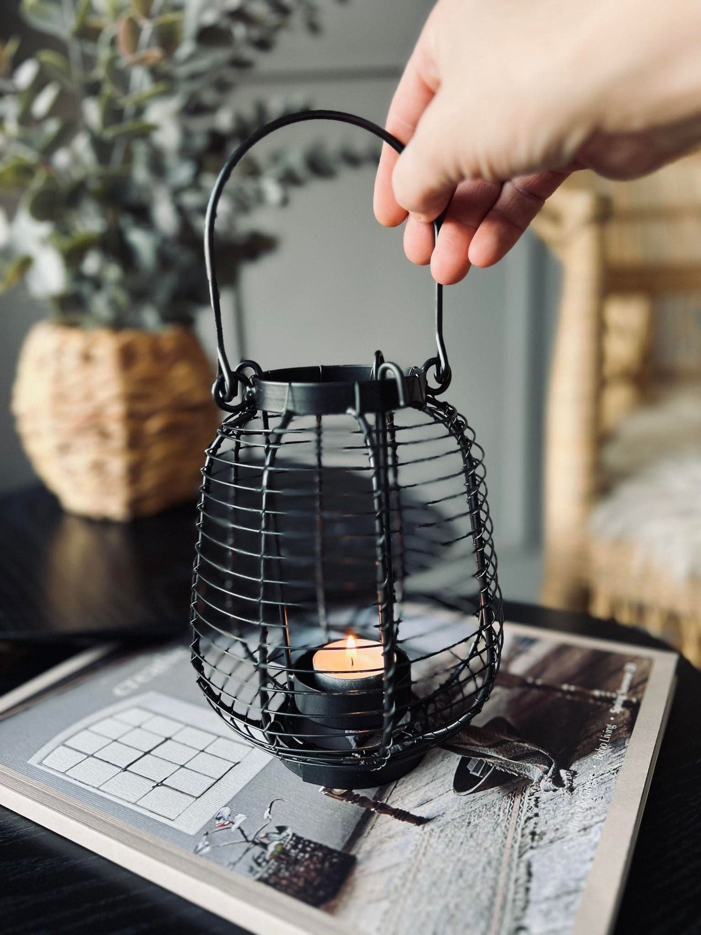 Lanterne til fyrfadslys - Sort metal - VIAMAJA.DK