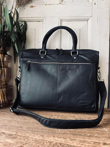 Laptop / arbejdstaske Maisy - Sort skind - VIAMAJA.DK