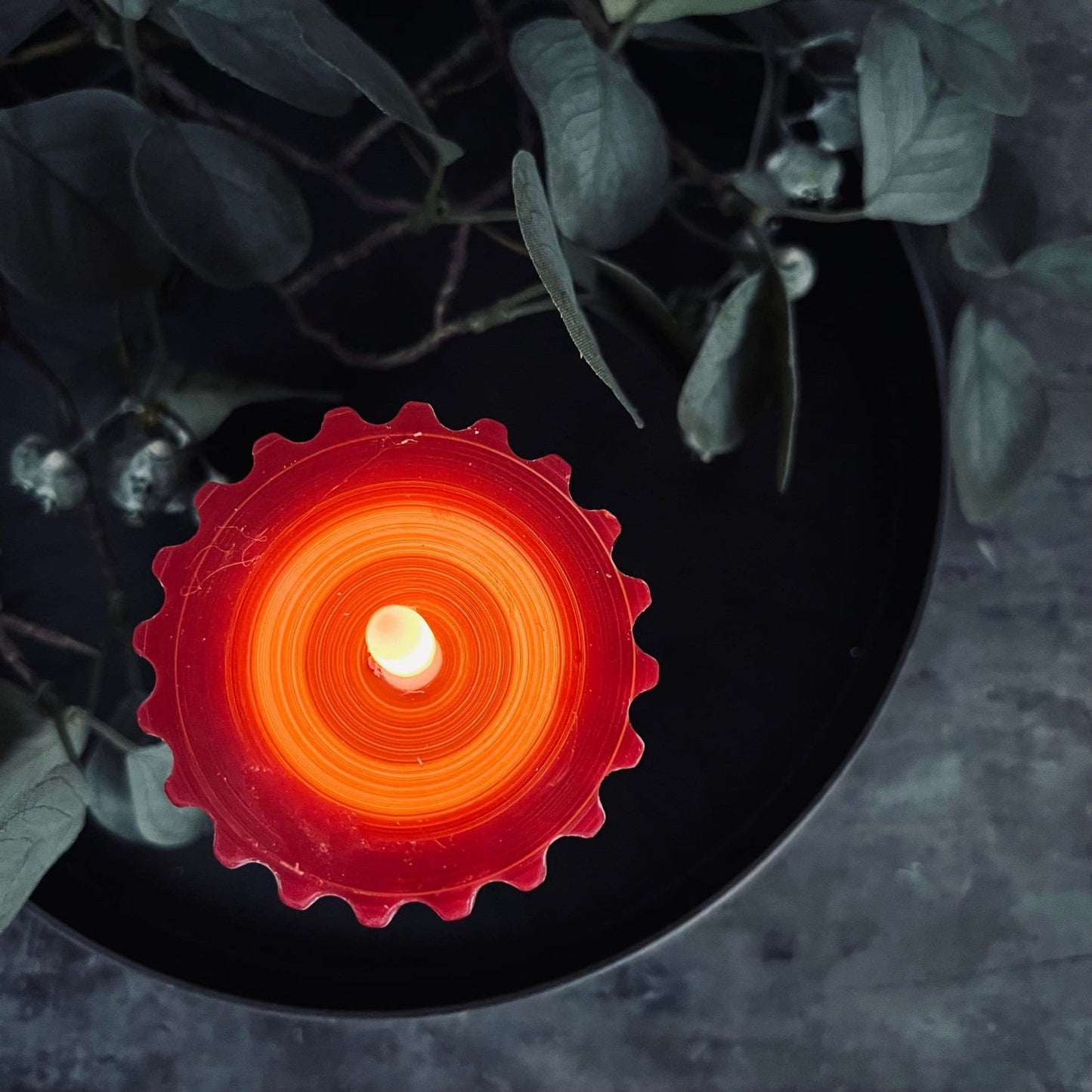 LED Bloklys 10cm - Rød rillet med timerfunktion - VIAMAJA.DK