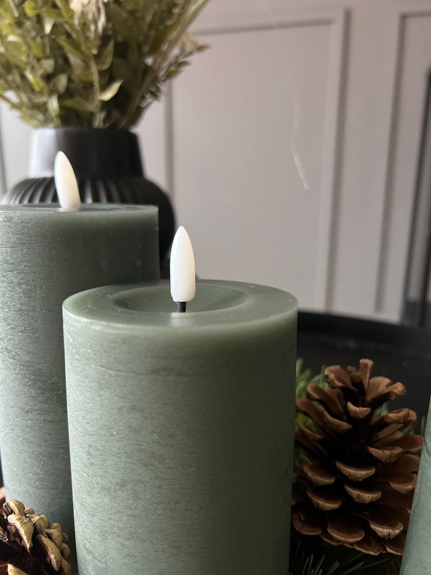 LED Bloklys Grøn - Sæt af 3 stk med fjernbetjening - VIAMAJA.DK