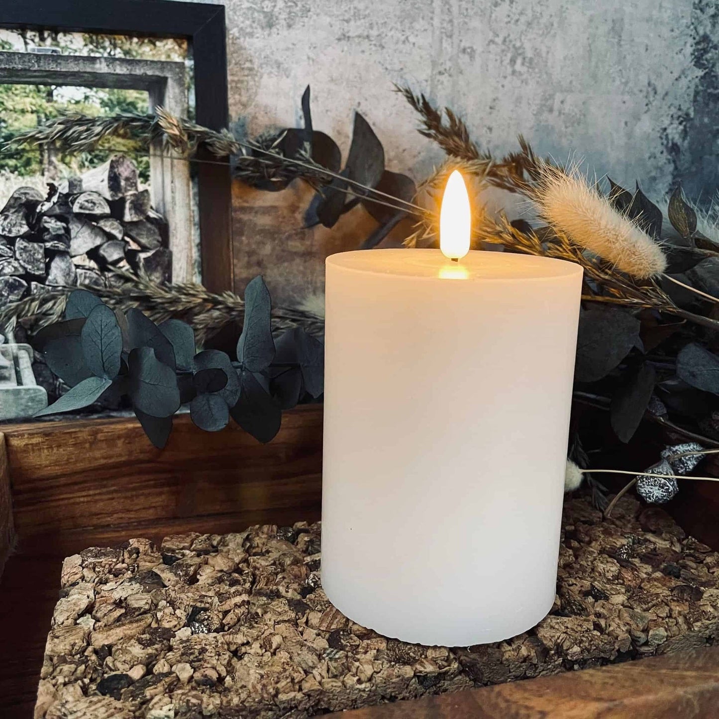 LED bloklys - Hvid 10cm - VIAMAJA.DK