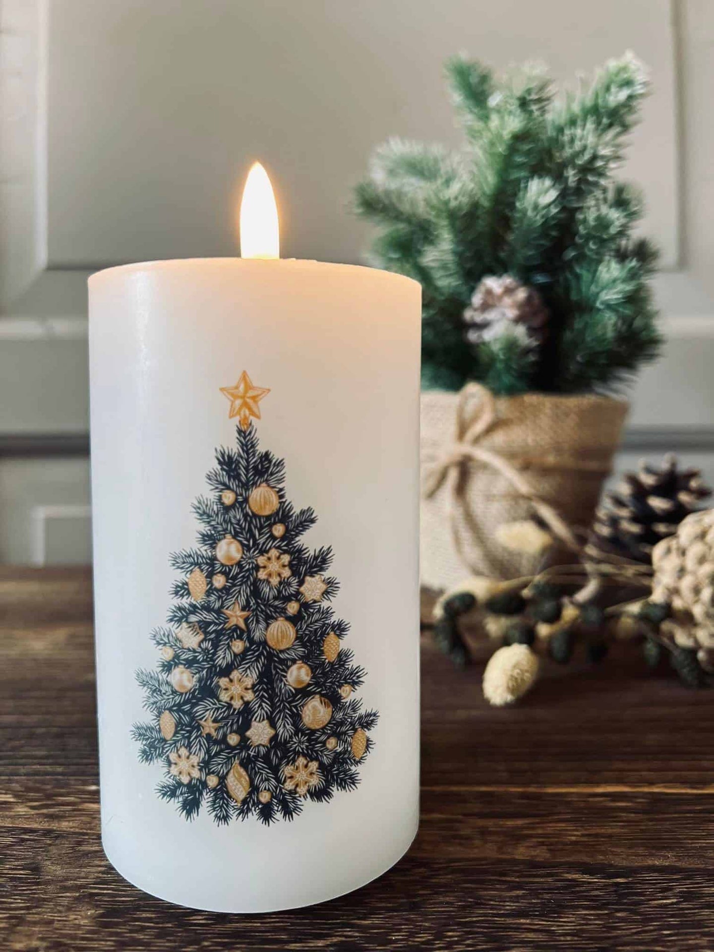 LED Bloklys med Juletræ - VIAMAJA.DK