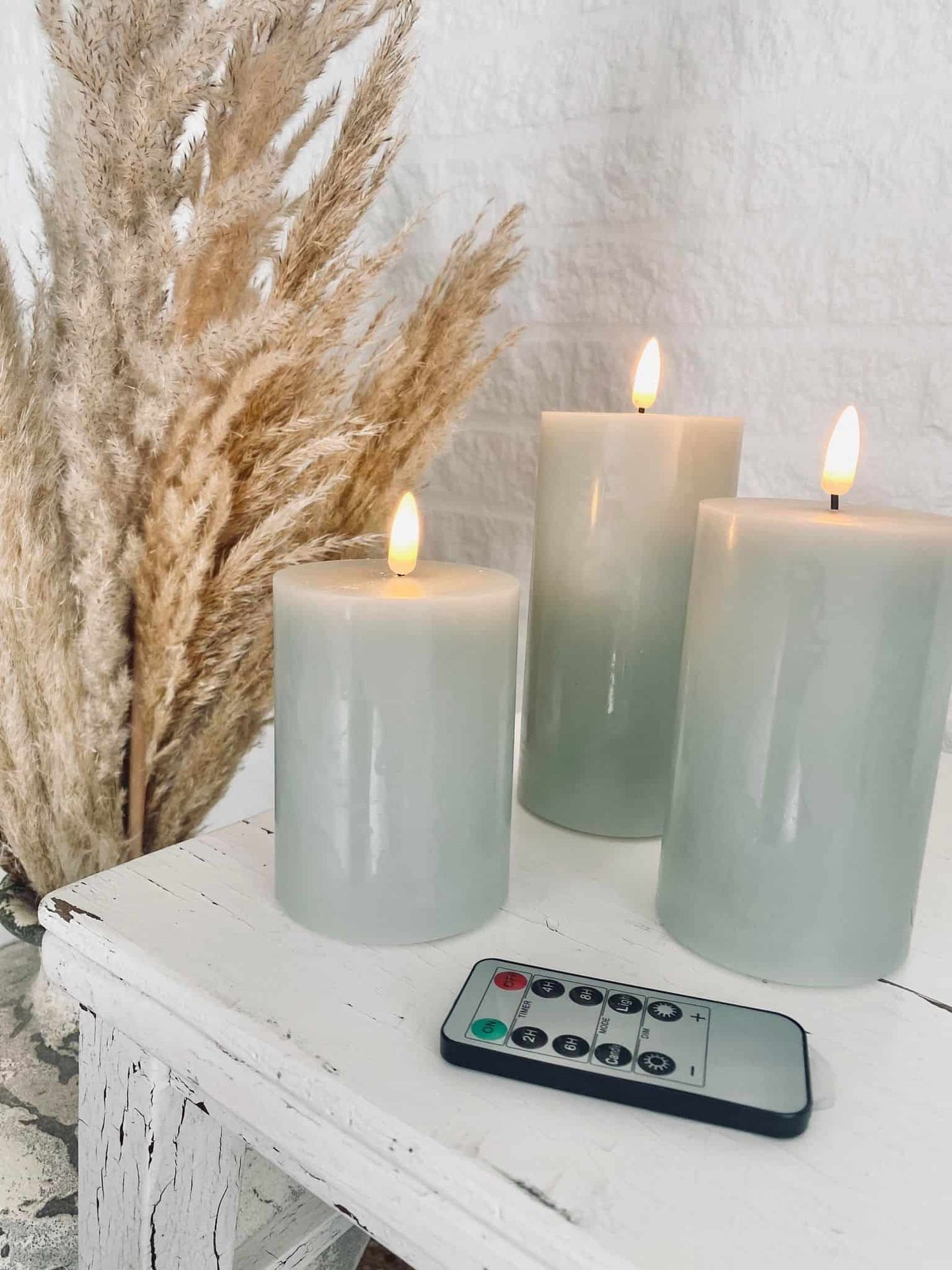 LED Bloklys - Mint 3 Lys ink fjernbetjening - VIAMAJA.DK