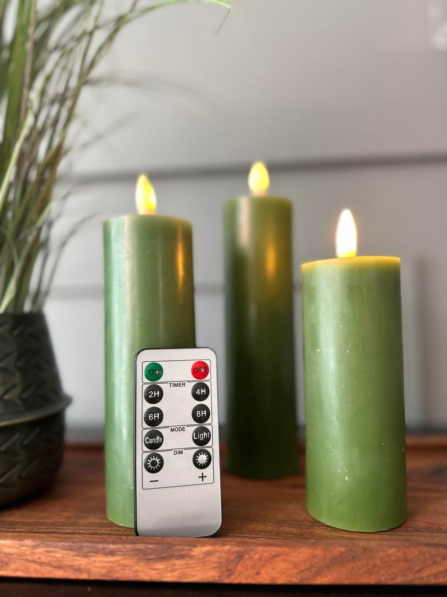 LED Bloklys / Oliven 3 stk. Lys – Inkl. fjernbetjening - VIAMAJA.DK