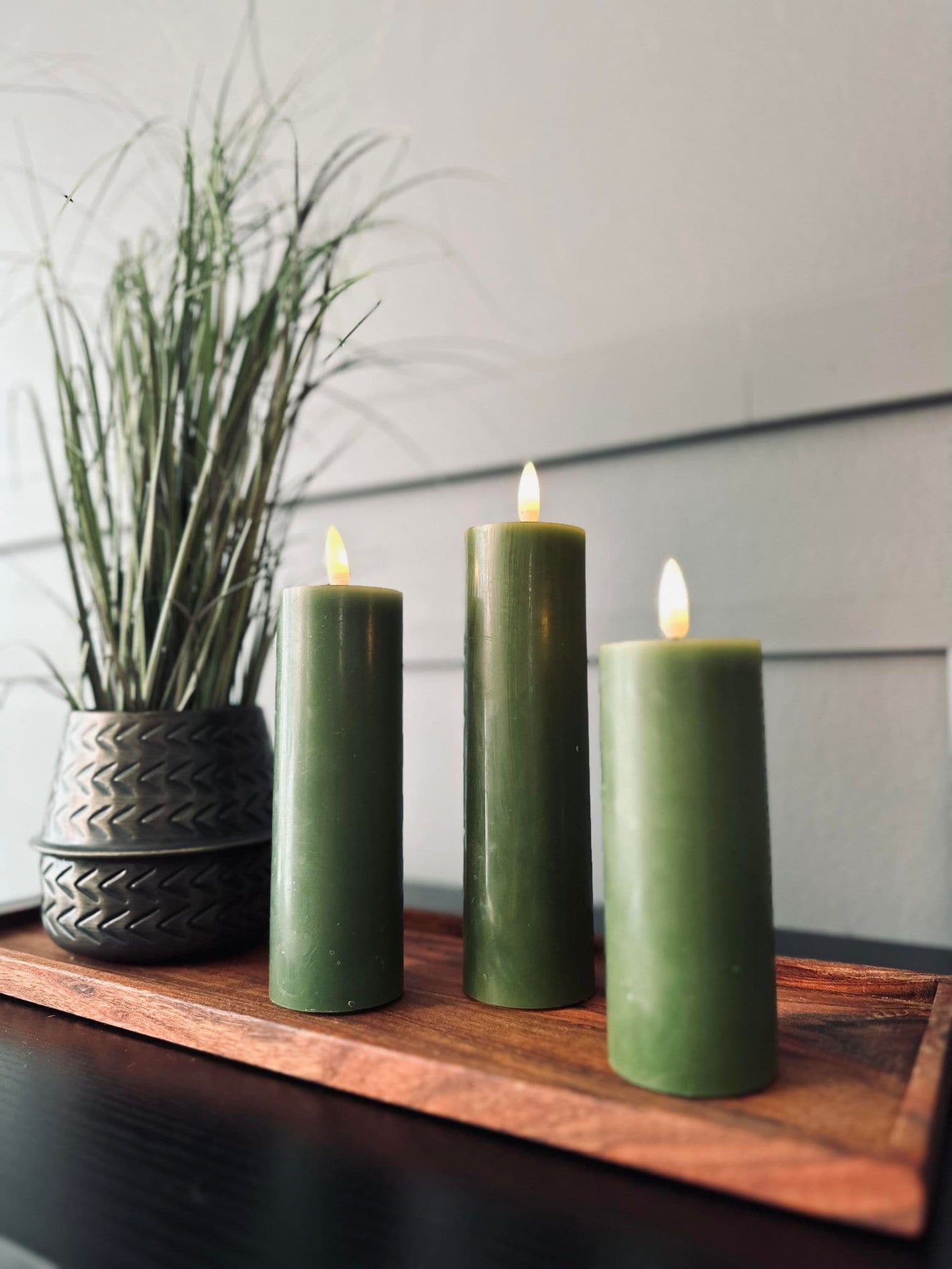 LED Bloklys / Oliven 3 stk. Lys – Inkl. fjernbetjening - VIAMAJA.DK