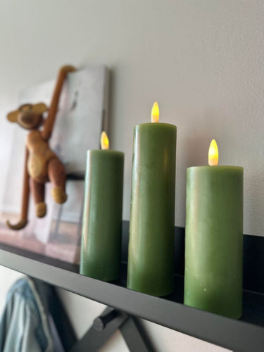 LED Bloklys / Oliven 3 stk. Lys – Inkl. fjernbetjening - VIAMAJA.DK