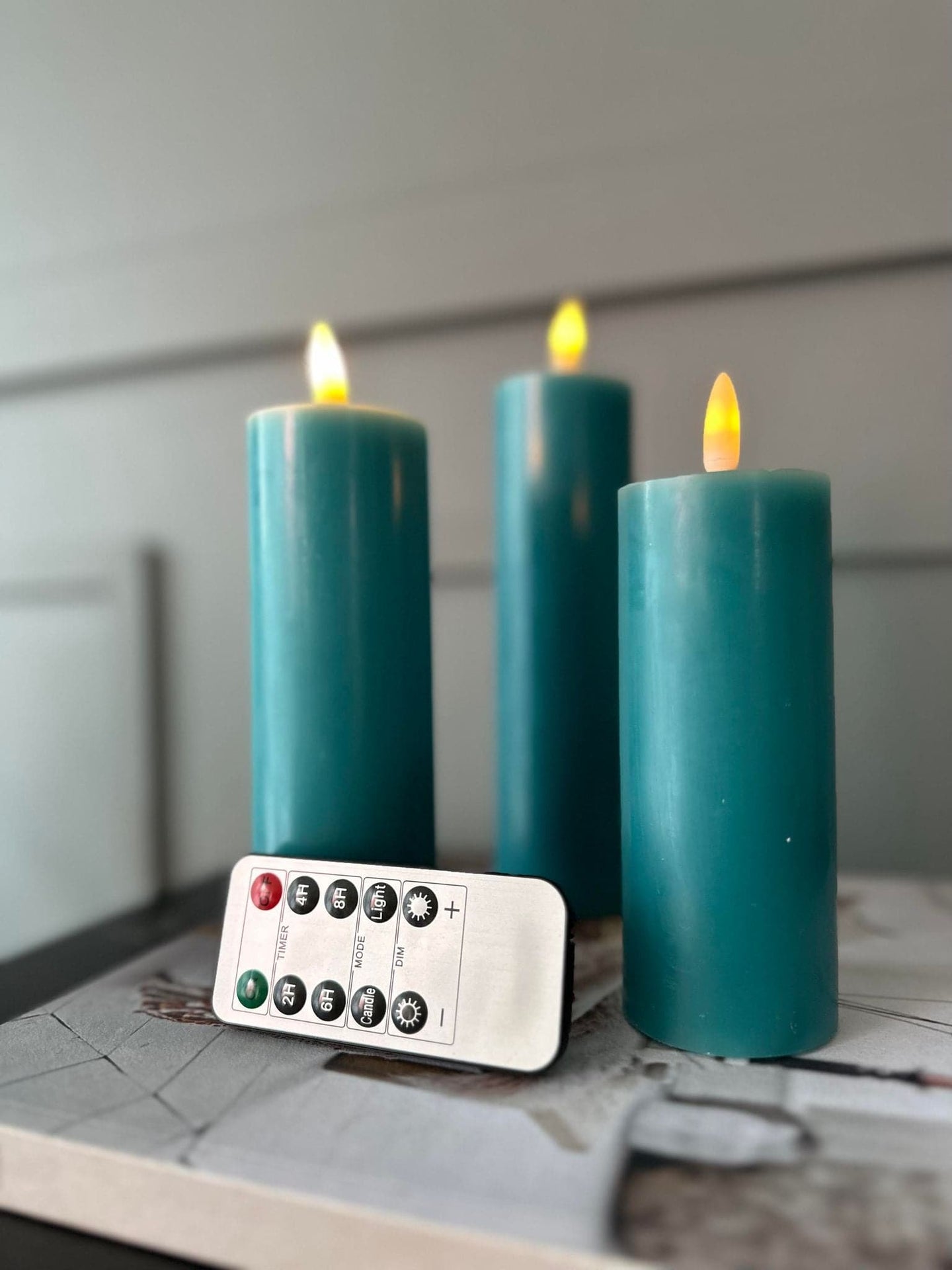 LED Bloklys / PETROL 3 stk. Lys – Inkl. fjernbetjening - VIAMAJA.DK