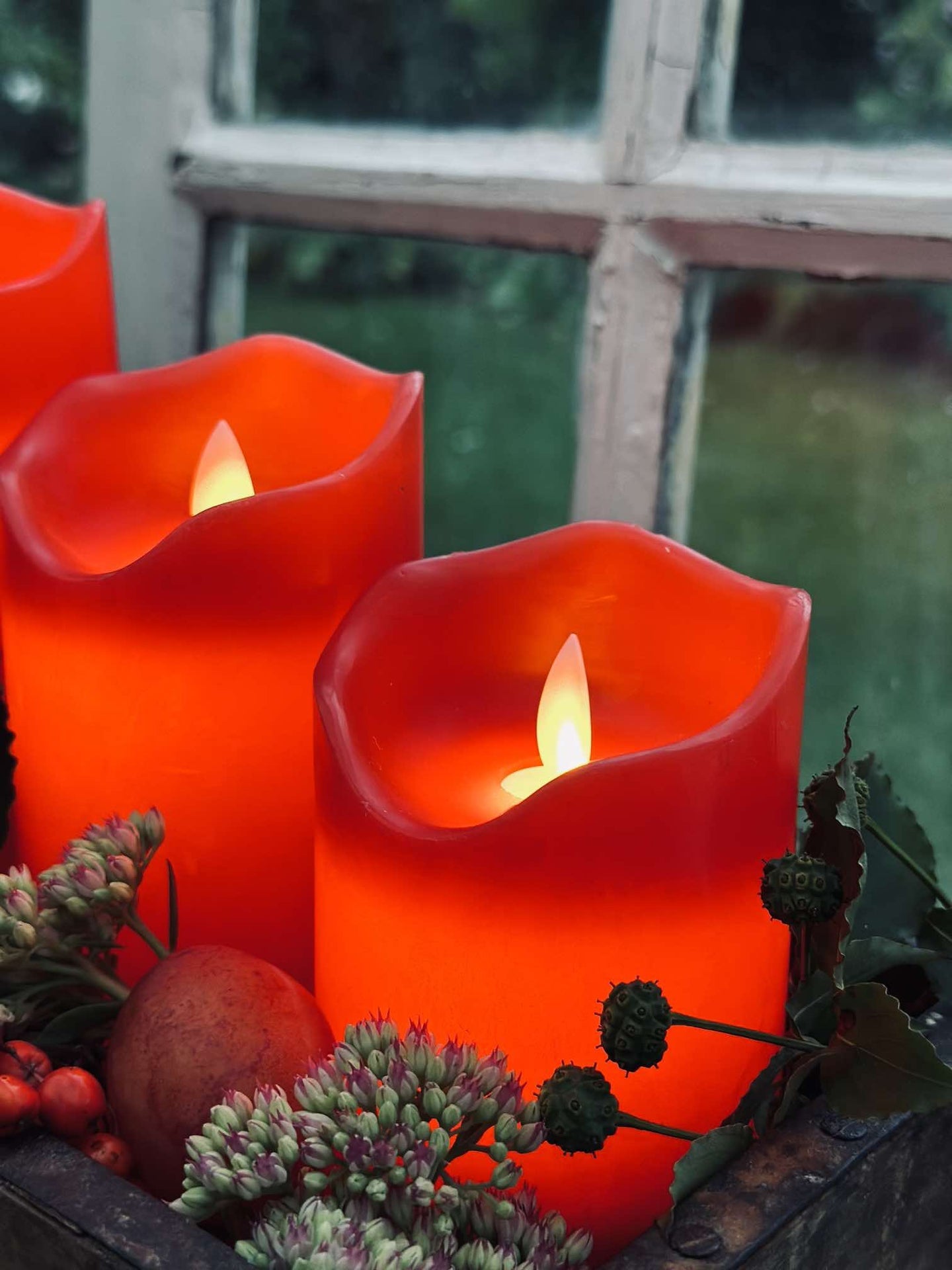 LED Bloklys Rød – Sæt af 3 stk og fjernbetjening - VIAMAJA.DK